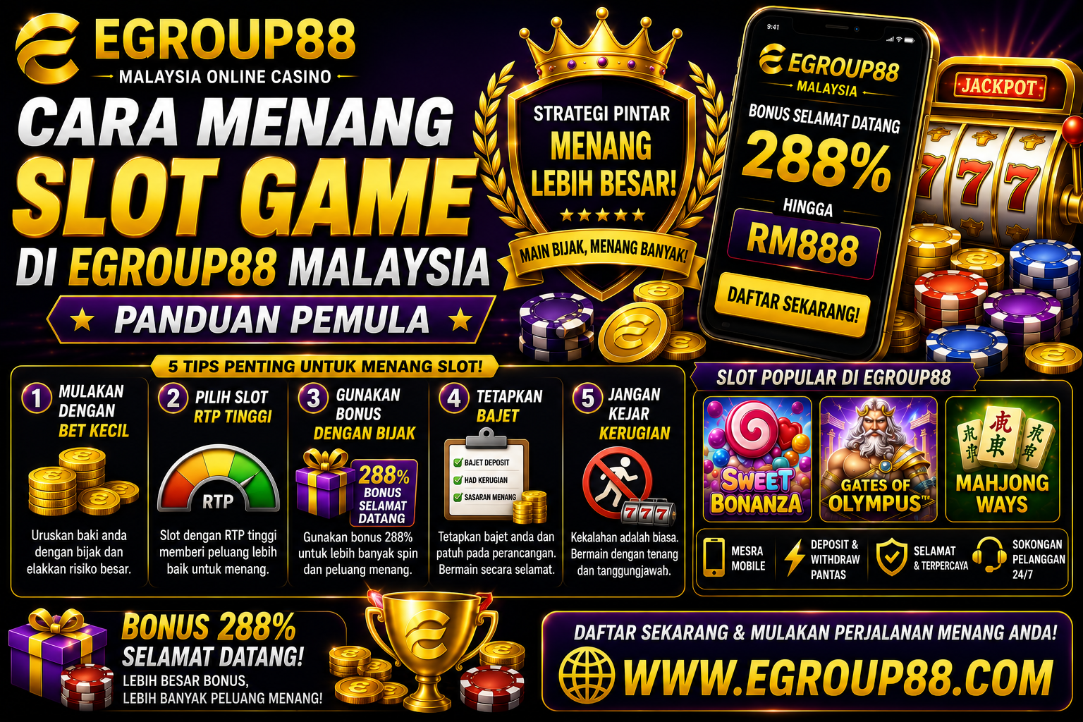 Cara Menang Game Slot di Egroup88 Malaysia (Panduan Pemula)