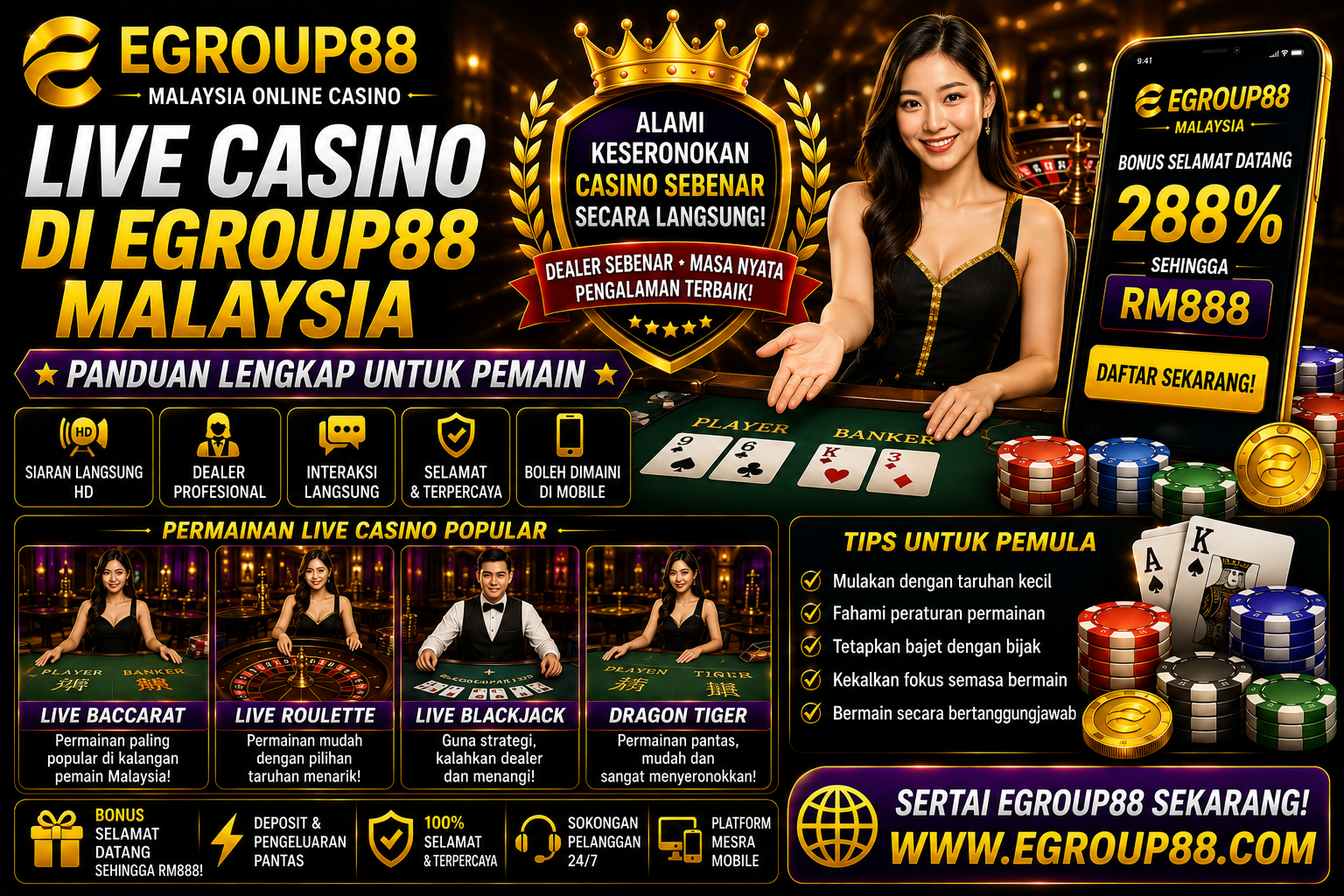 Live Casino di Egroup88 Malaysia: Panduan Lengkap Untuk Pemain